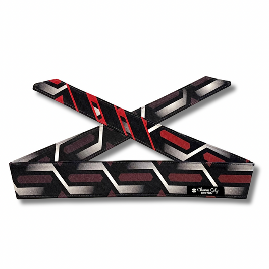 Custom red to black fade “Geo-Link” headband