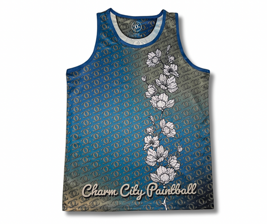 Blue and Bronze Sakura tank top (LARGE)