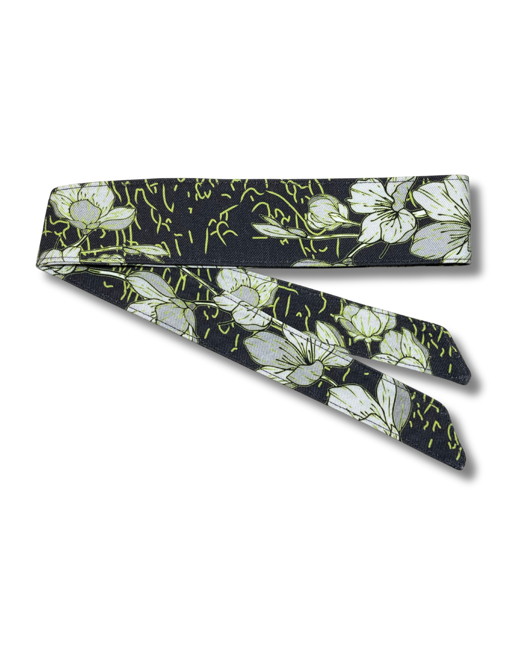 Custom dark charcoal and lime green Sakura 10oz denim headband
