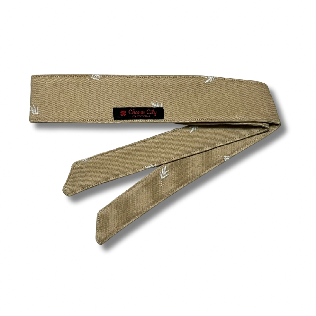 Custom 11oz embroidered denim headbands Charm City