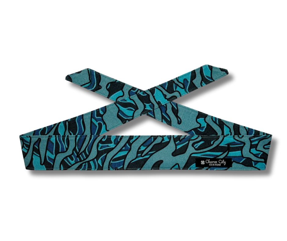 Custom Skein camouflage Teal and Black 10oz headband