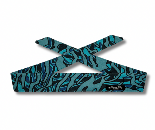 Custom Skein camouflage Teal and Black 10oz headband