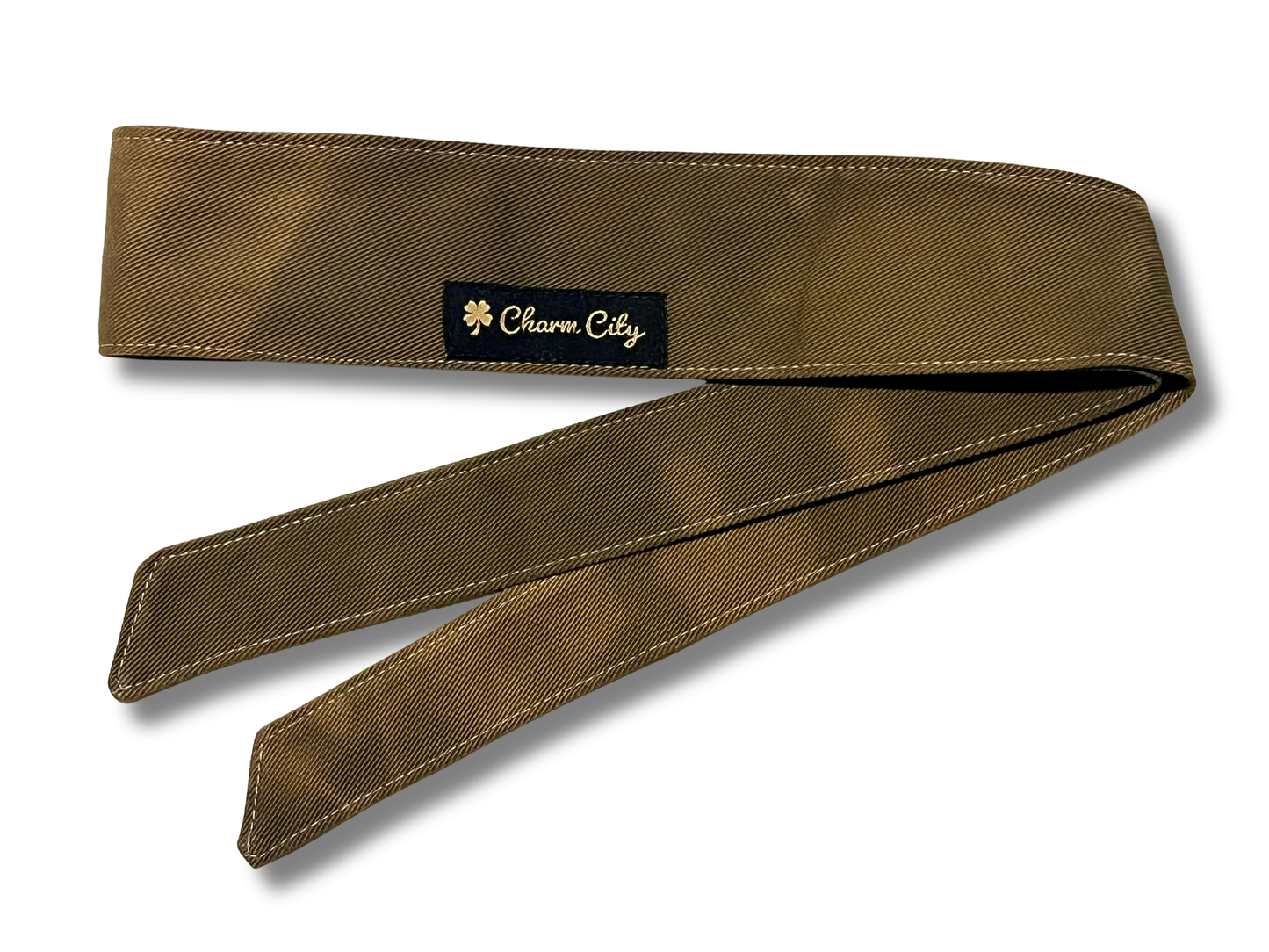 Custom brown hand dyed 10oz denim headband (gold tag)