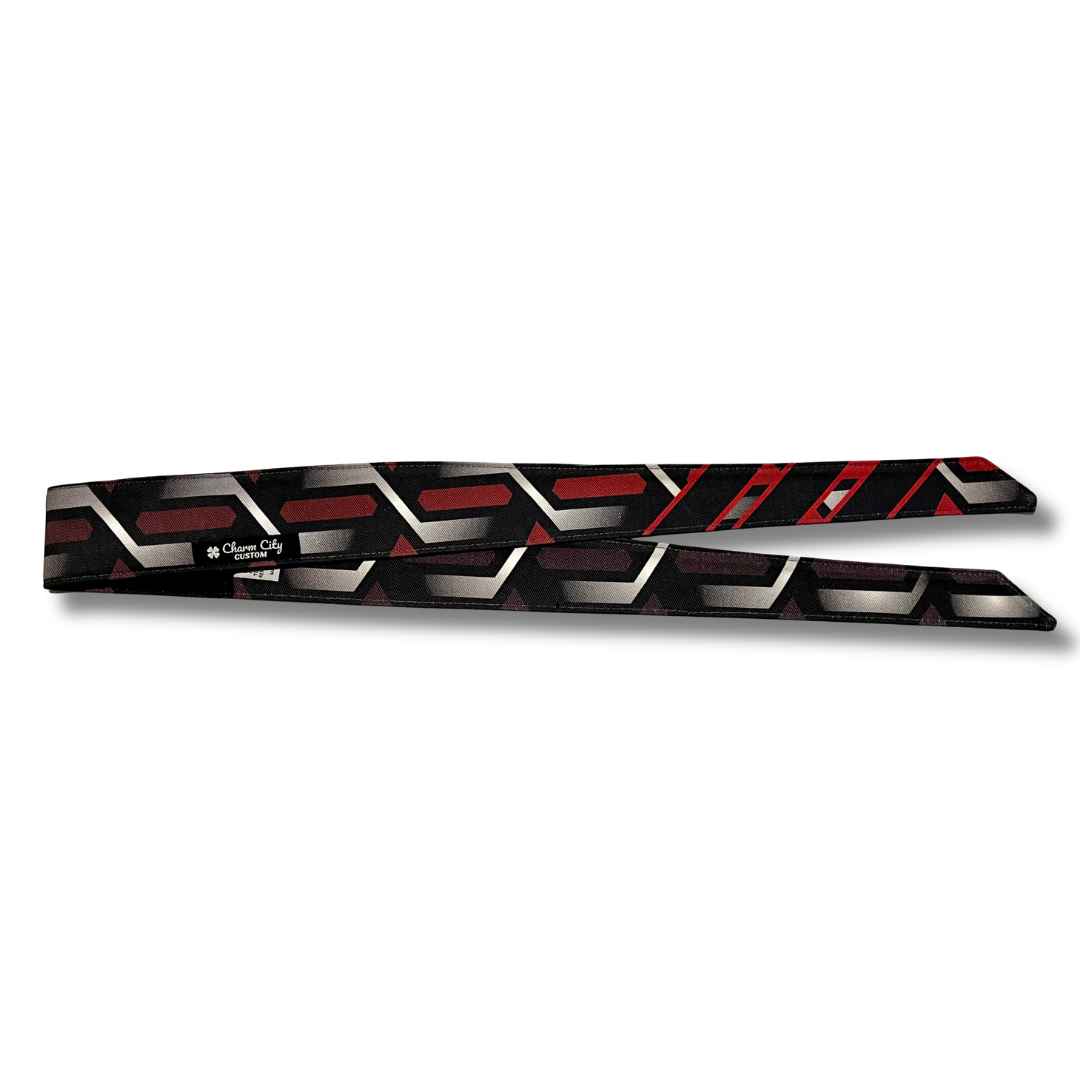 Custom red to black fade “Geo-Link” headband