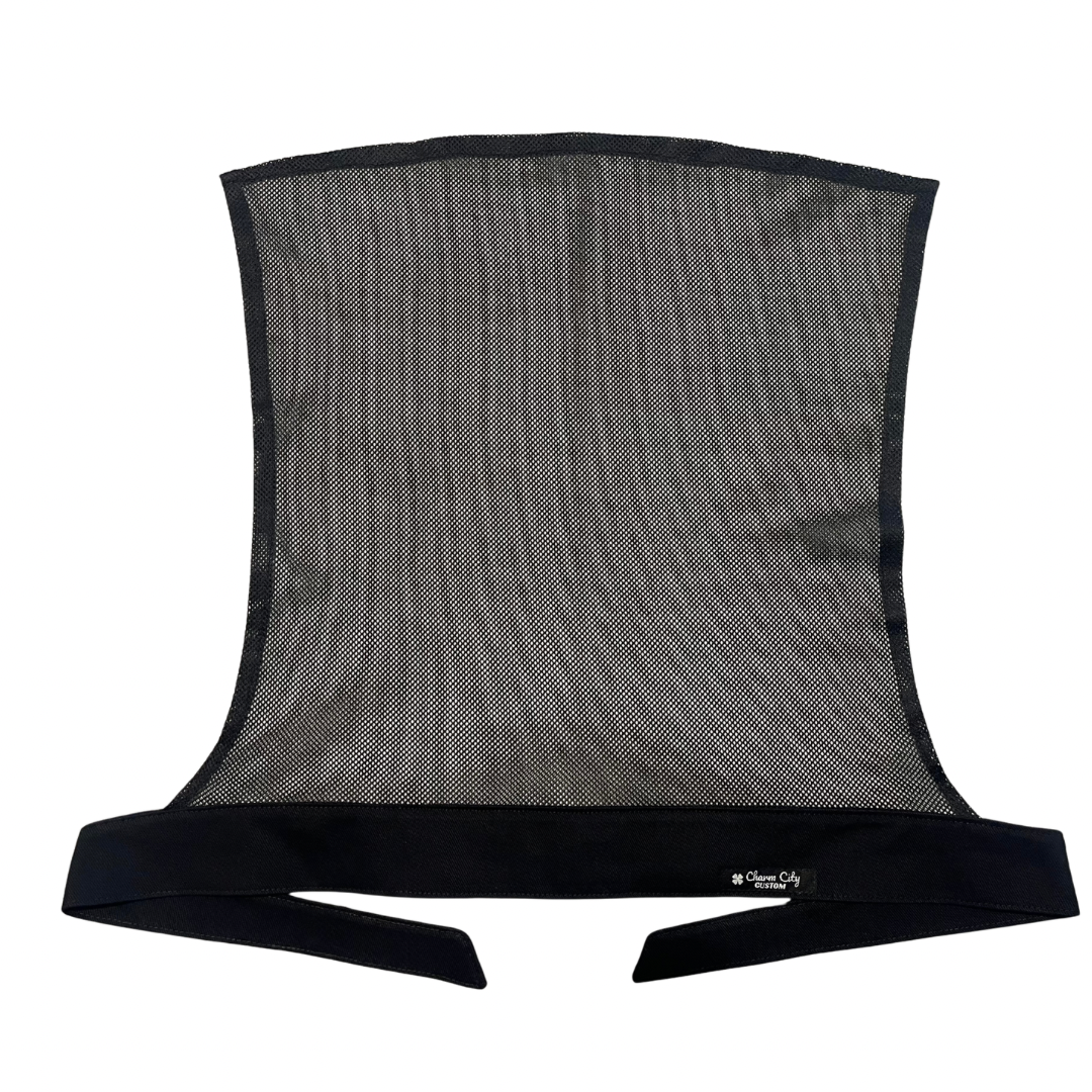 Custom 10oz black denim with black diamond mesh full tie band