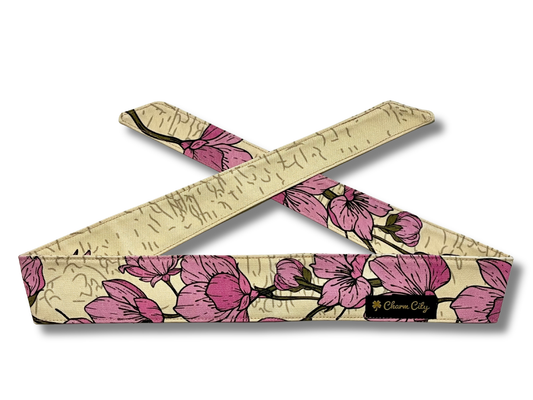 Custom off white and pink Sakura 10oz denim headband