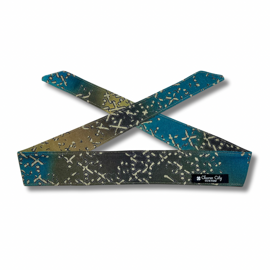 Custom color fade disrupted “Arrowhead” 10oz denim headband