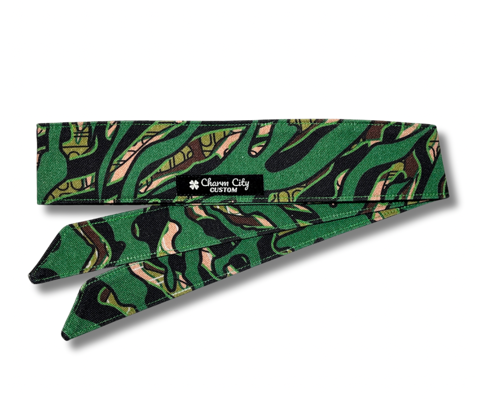 Custom Skein Woodland camouflage Green/Brown/Black/Tan 10oz headband